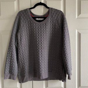 Gray mixed media sweater w/ zipper detail sides